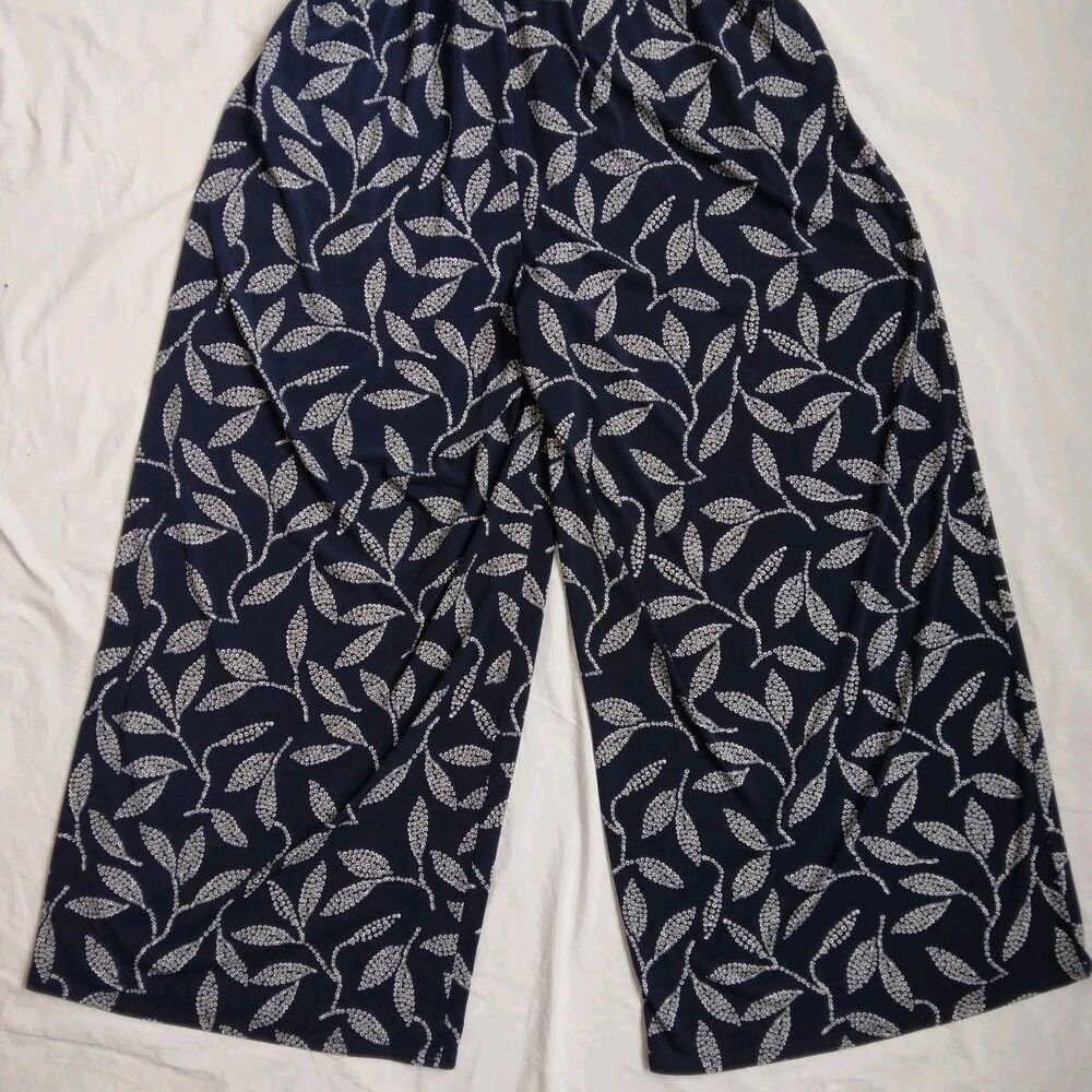 Lane Bryant Kimono Sleeve V-Neck Jersey Jumpsuit Leaves Flowy Chic Boho 14/16 - Picture 11 of 12